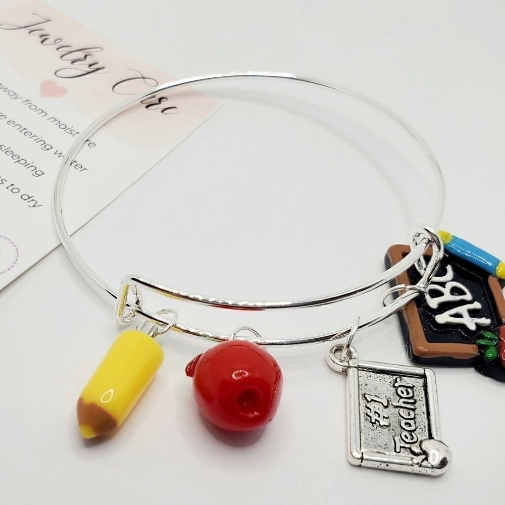 Number 1 Teacher Charm Bracelet